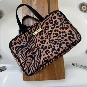 Jessica Simpson Black and Brown Animal Print Cosmetic Bag
